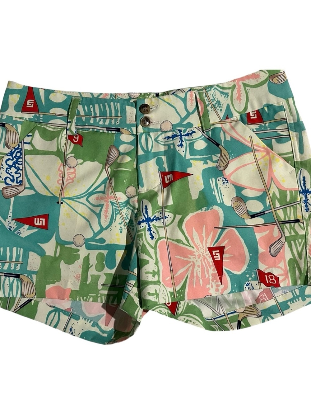 Loud Mouth is Printed Floral Golf-Icon Women’s Shorts - Green & Pink